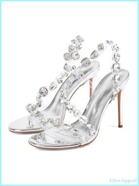 Rhinestone Clear High Heel Sandals Open Toe Stiletto Dress Heels